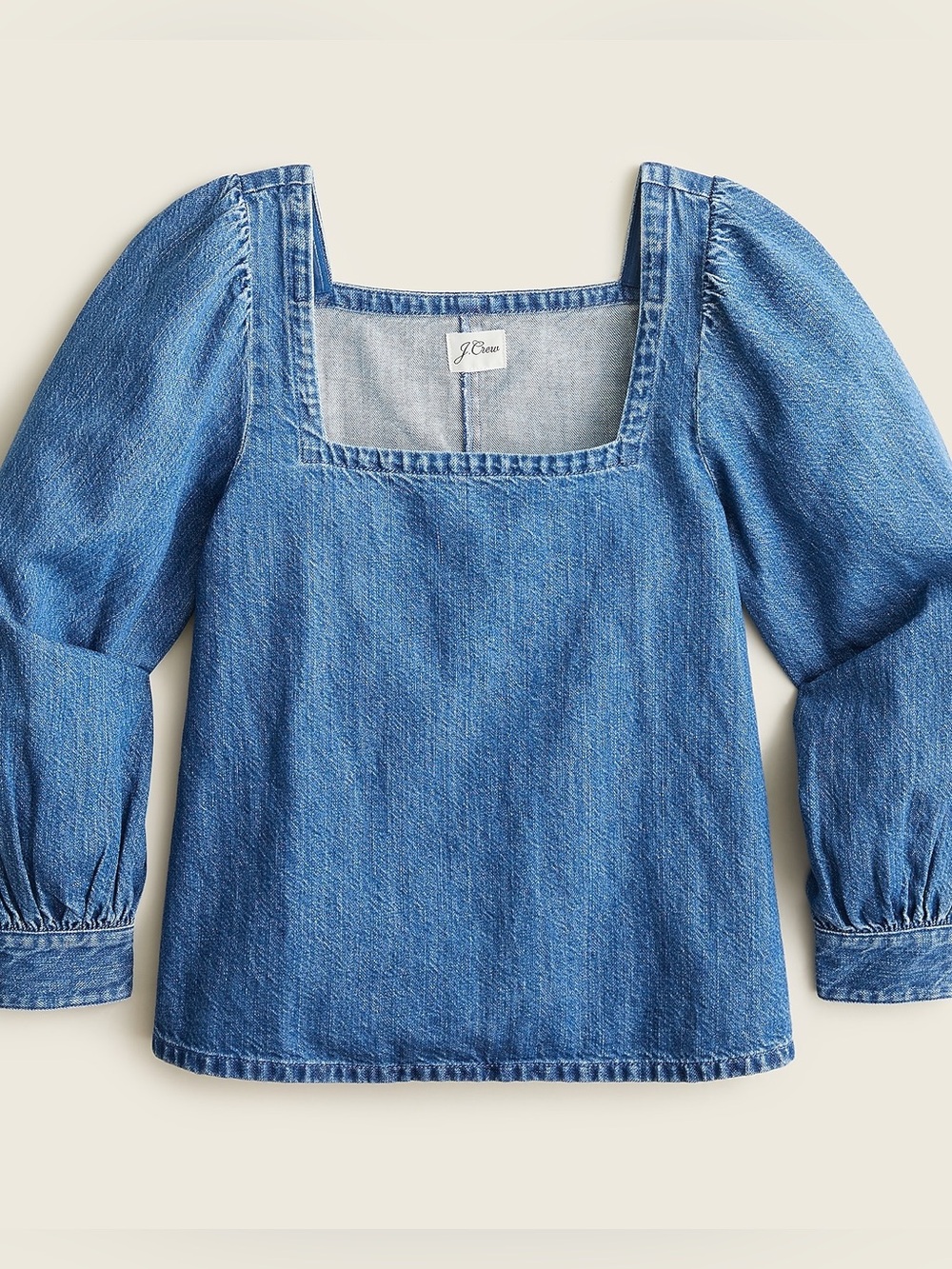 J.Crew Squareneck chambray Denim long sleeve top. Women’s XS